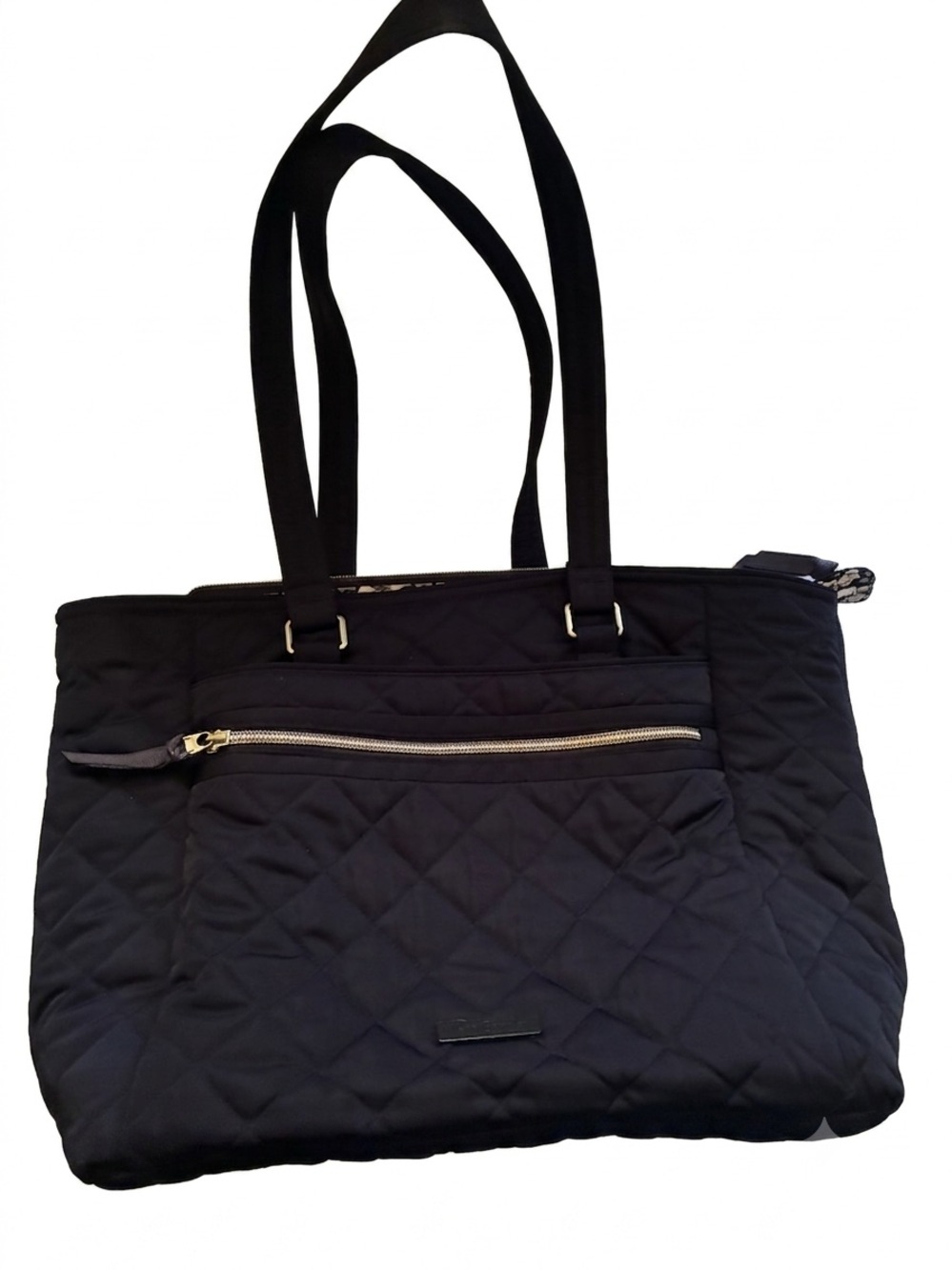 Vera Bradley Navy Quilted Work Bag with Front Zip Pocket